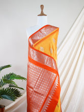 Venkatagiri Silk Orange 100% Pure Silk - Manoranjitham Weaves - Handloom Store