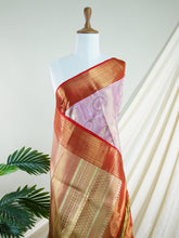 Kanchipuram Silk Baby Pink 100% Pure Silk - Manoranjitham Weaves - Handloom Store