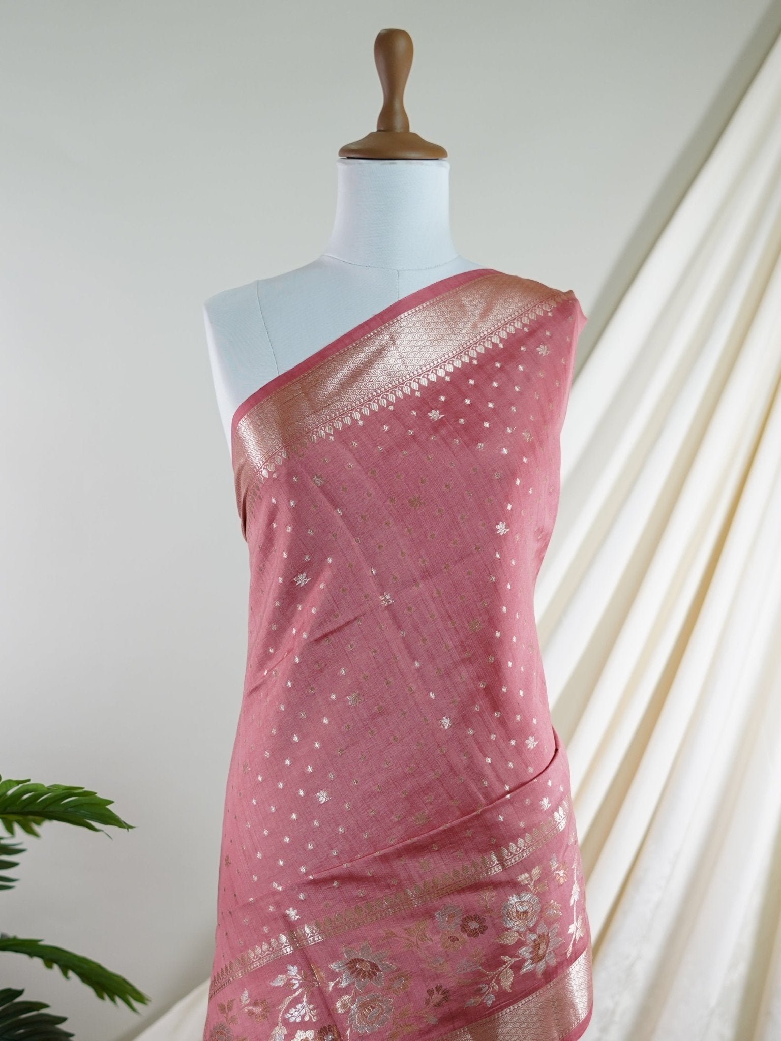 Chiniya Silk Pink 100% Pure Katan Soft Silk - Manoranjitham Weaves - Handloom Store