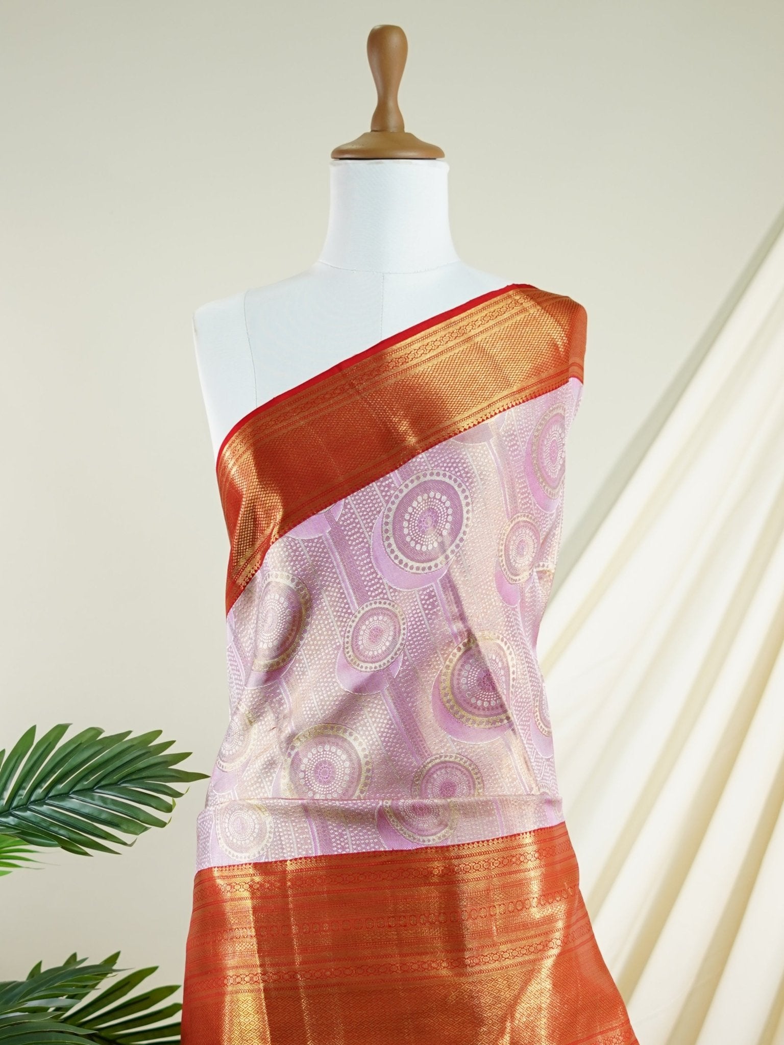 Kanchipuram Silk Baby Pink 100% Pure Silk - Manoranjitham Weaves - Handloom Store