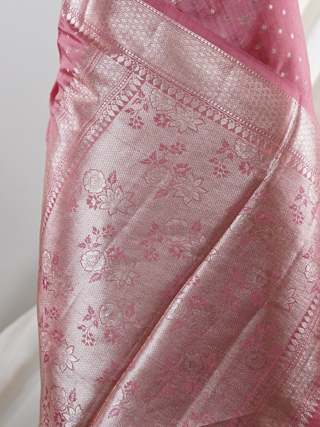 Chiniya Silk Pink 100% Pure Katan Soft Silk - Manoranjitham Weaves - Handloom Store