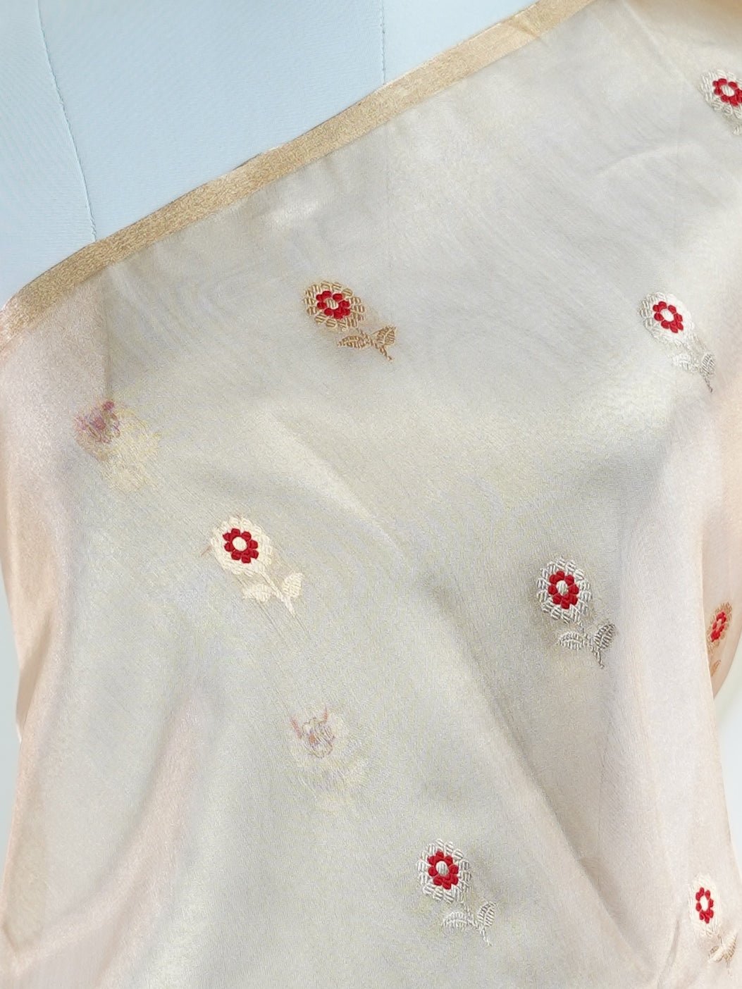 Tissue Cream 100% Pure Tissue - Manoranjitham Weaves - Handloom Store