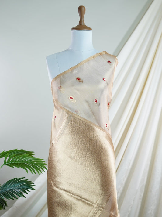 Tissue Cream 100% Pure Tissue - Manoranjitham Weaves - Handloom Store