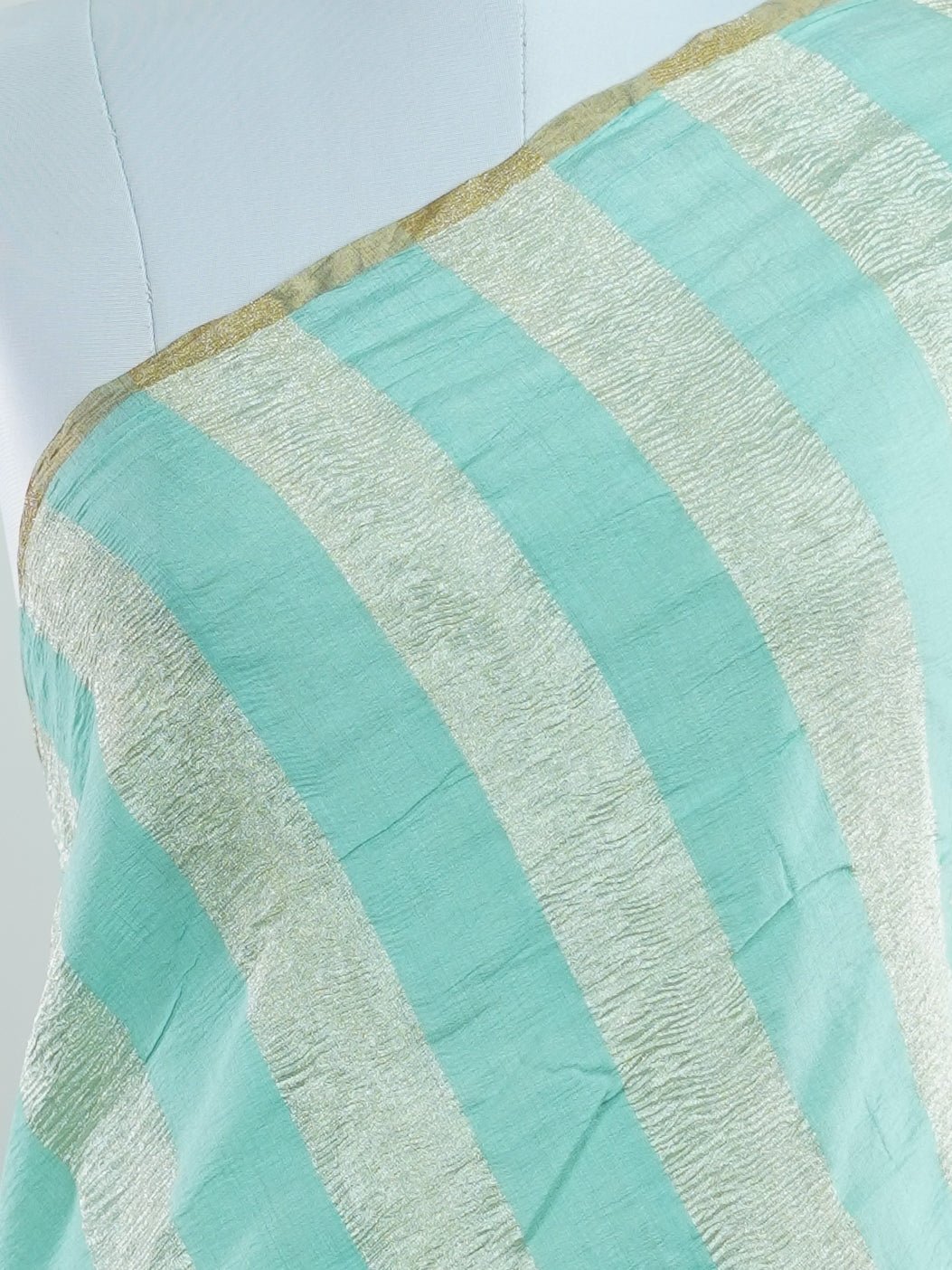 Tissue Teal Green 100% Pure Tissue - Manoranjitham Weaves - Handloom Store