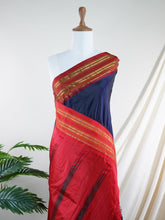 Narayanpet Navy Blue 100% Pure Silk - Manoranjitham Weaves - Handloom Store