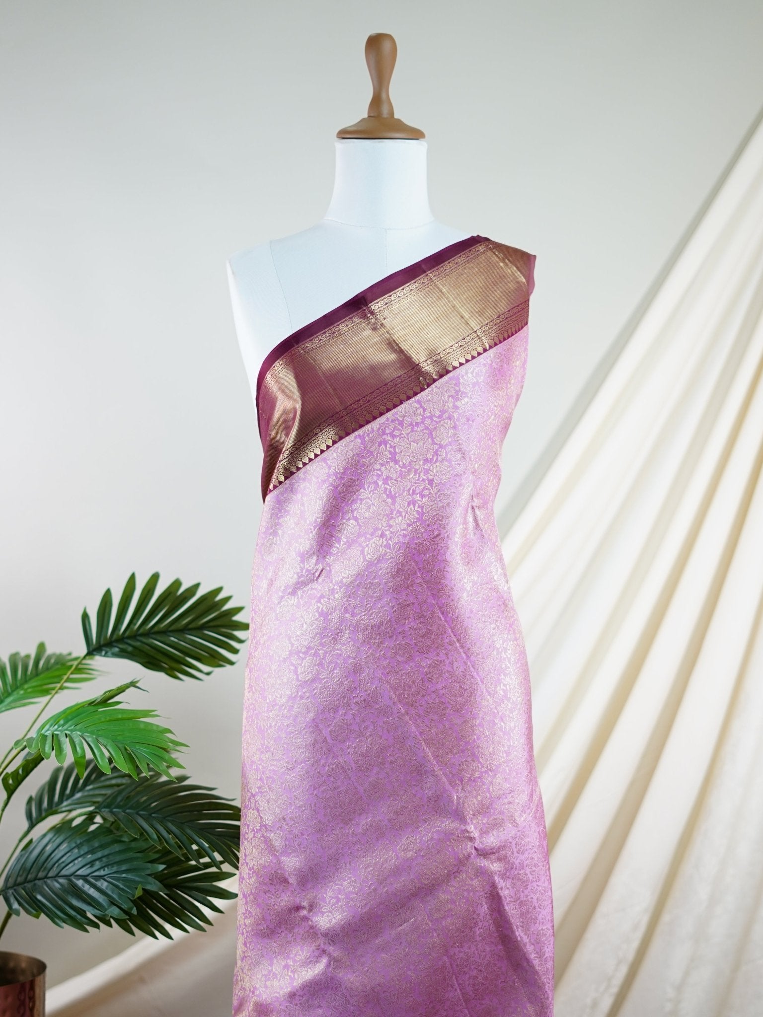 Kanchipuram Silk Baby Pink 100% Pure Silk - Manoranjitham Weaves - Handloom Store