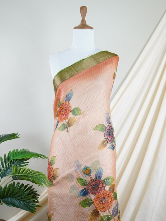 Tussars Cherry Blossom Kota - Manoranjitham Weaves - Handloom Store