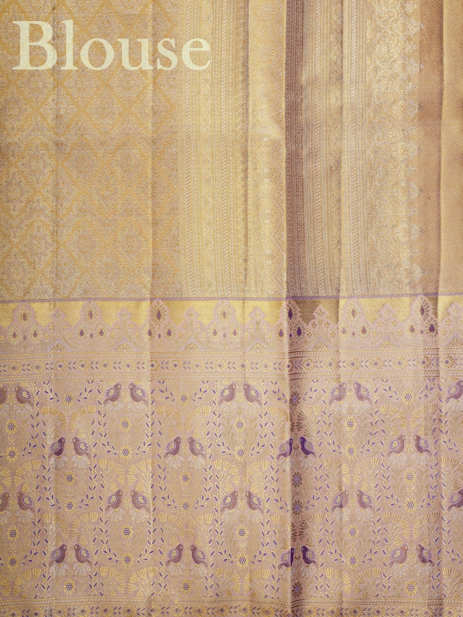 Kanchipuram Silk Lavender 100% Pure Silk - Manoranjitham Weaves - Handloom Store