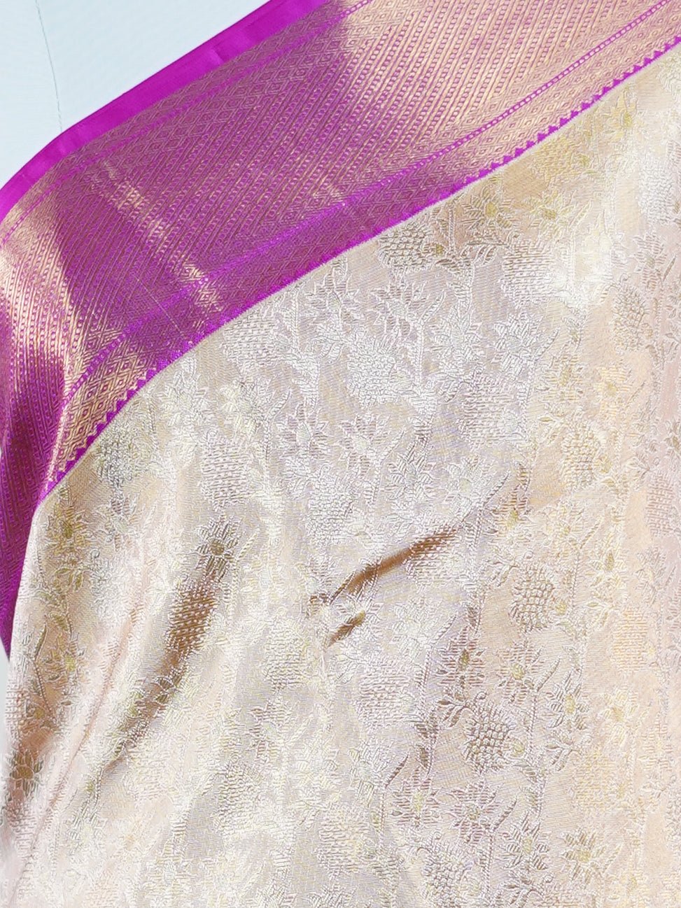 Kanchipuram Silk Light Mauve Peach 100% Pure Silk - Manoranjitham Weaves - Handloom Store
