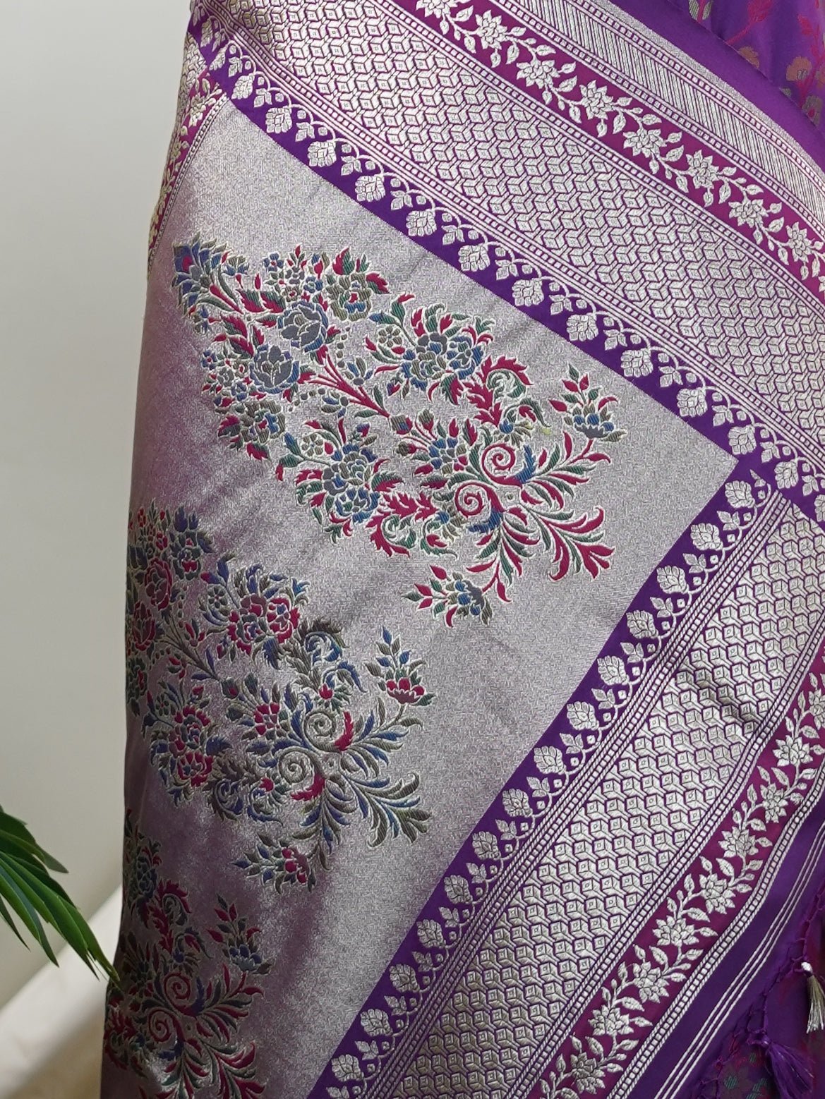 Katan Purple Katan Semi Silk - Manoranjitham Weaves - Handloom Store