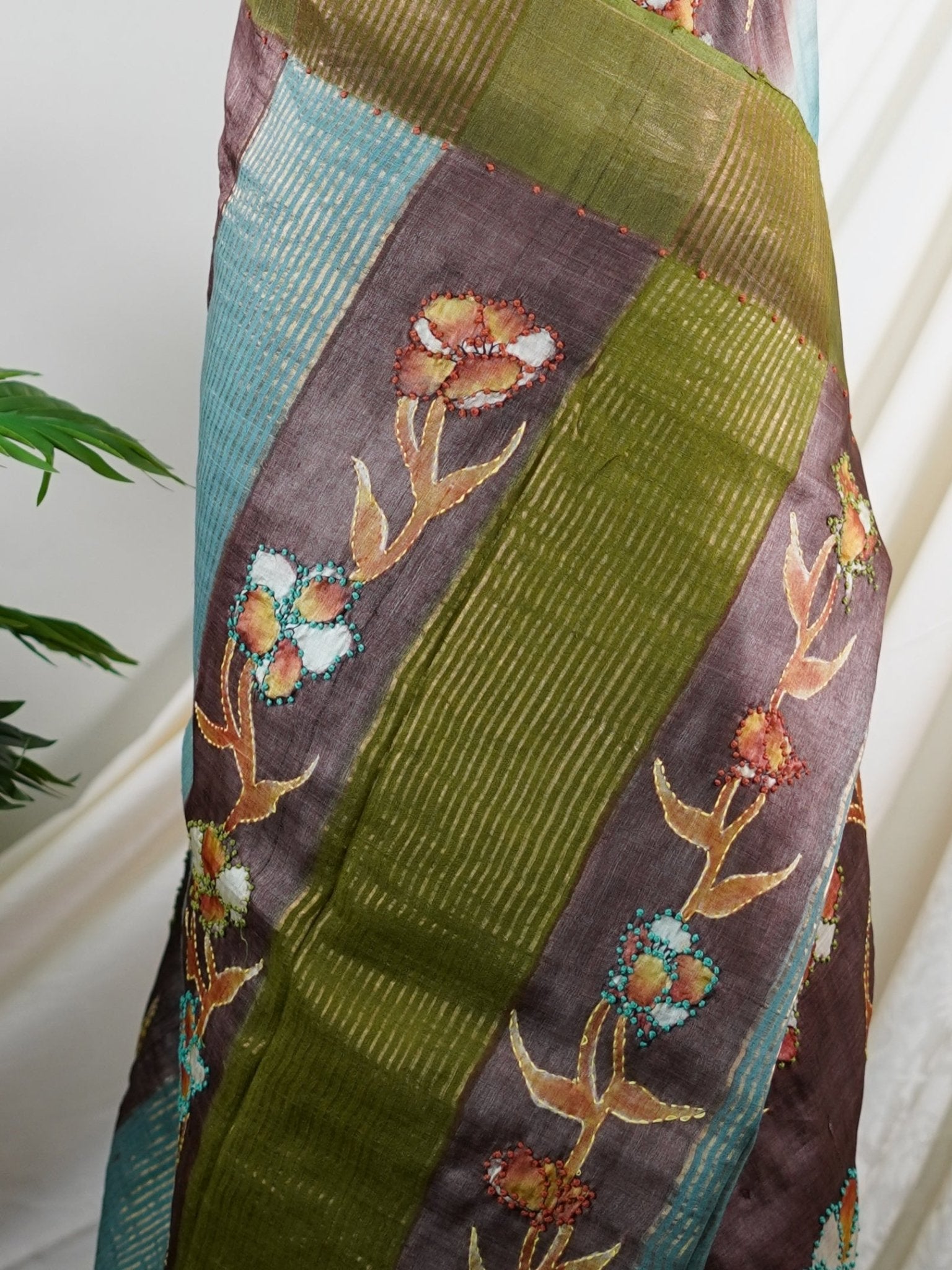 Tussars Mocha 100% Pure Tussar - Manoranjitham Weaves - Handloom Store