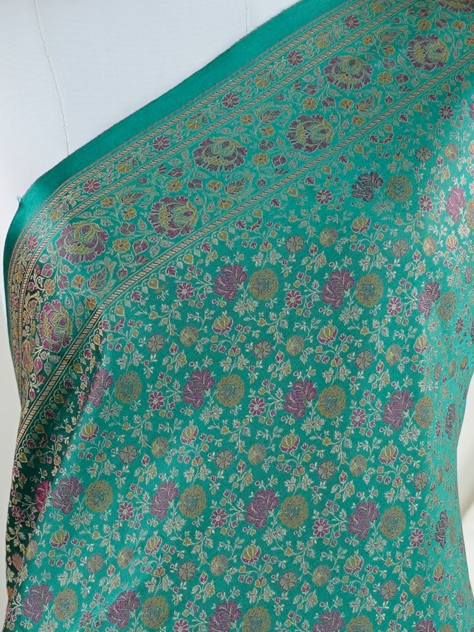 Katan Green Semi Mushru - Manoranjitham Weaves - Handloom Store