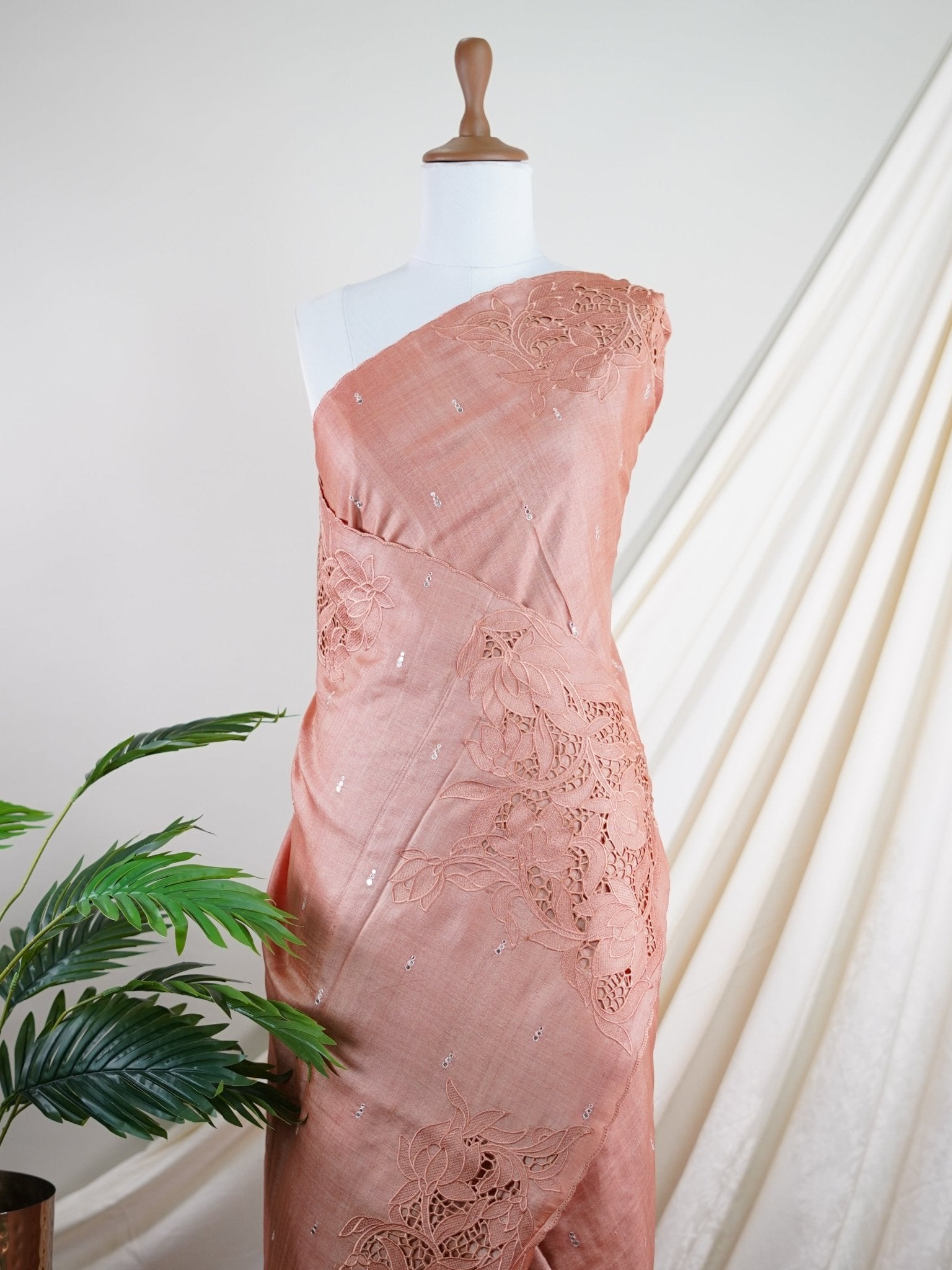 Tussars Orange 100% Pure Tussar - Manoranjitham Weaves - Handloom Store