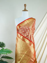 Kanchipuram Silk Peach Red 100% Pure Silk - Manoranjitham Weaves - Handloom Store