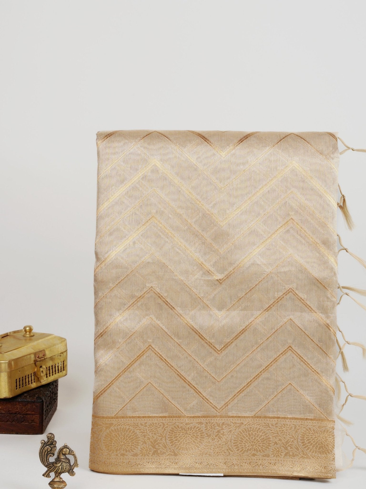 tissue Gold Kora Semi Tissue - Manoranjitham Weaves - Handloom Store