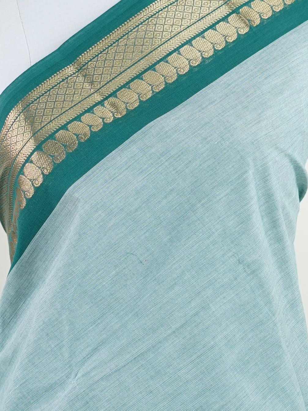 Kanchipuram Cottons Green 100% Pure Cotton - Manoranjitham Weaves - Handloom Store