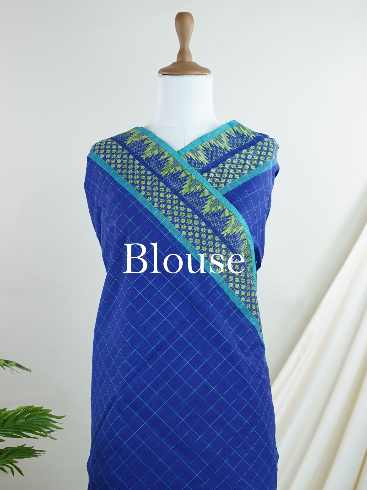 Kanchipuram Cottons Blue 100% Pure Cotton - Manoranjitham Weaves - Handloom Store