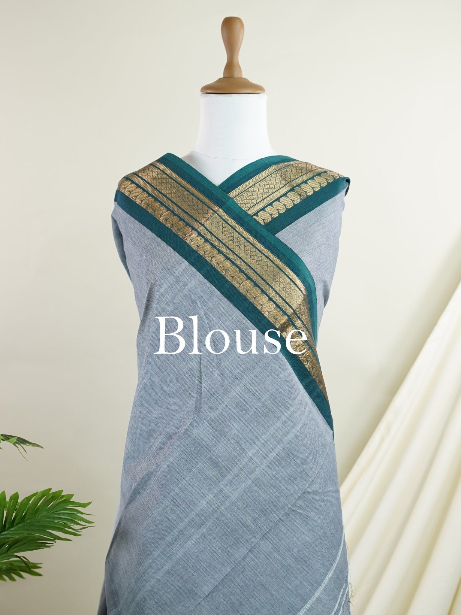 Kanchipuram Cottons Grey 100% Pure Cotton - Manoranjitham Weaves - Handloom Store