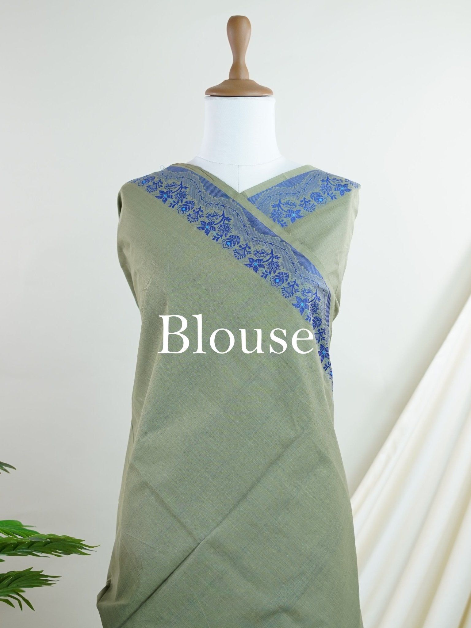 Kanchipuram Cottons Green 100% Pure Cotton - Manoranjitham Weaves - Handloom Store