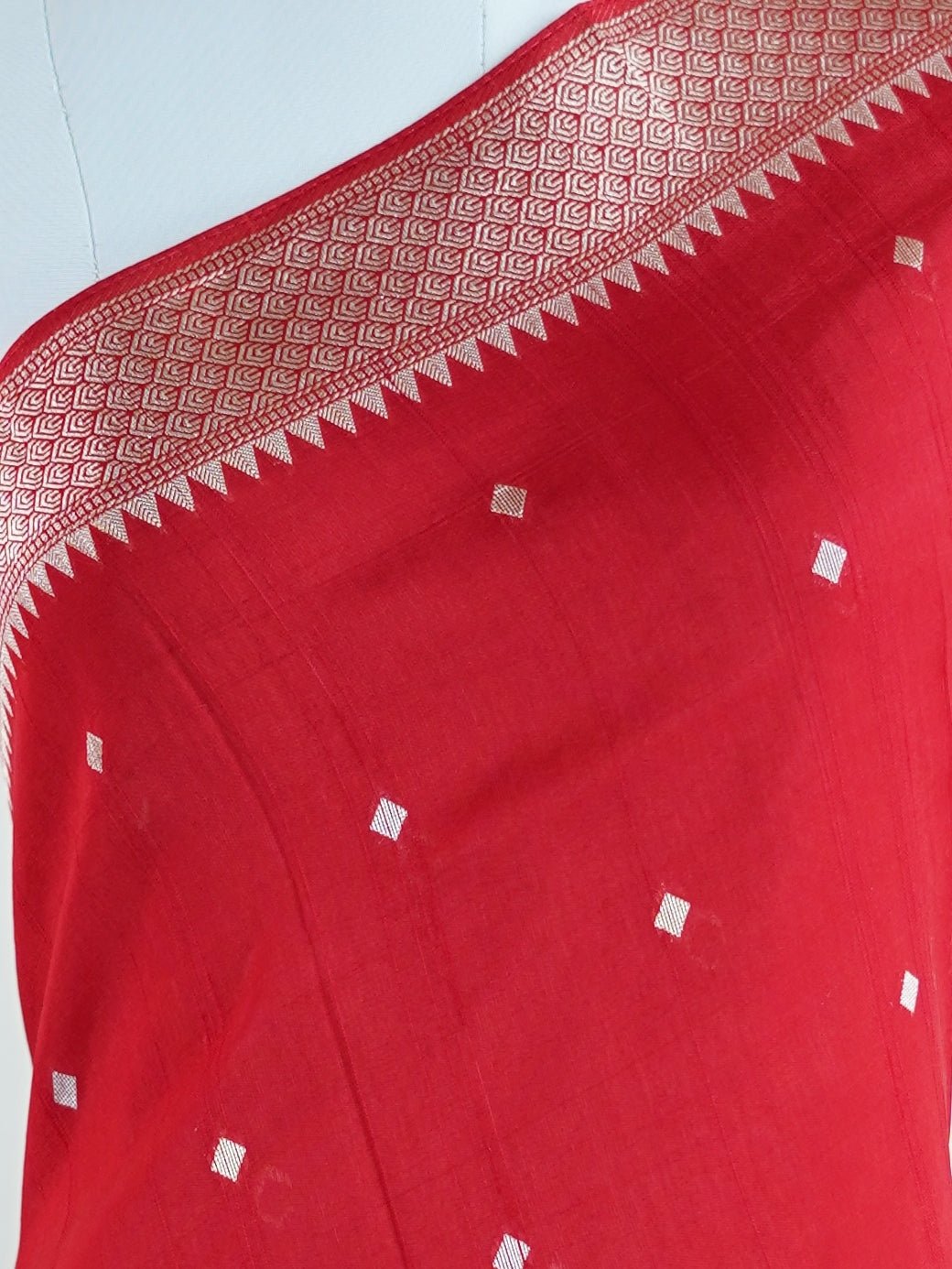 Georgette Red Tussar Georgette - Manoranjitham Weaves - Handloom Store