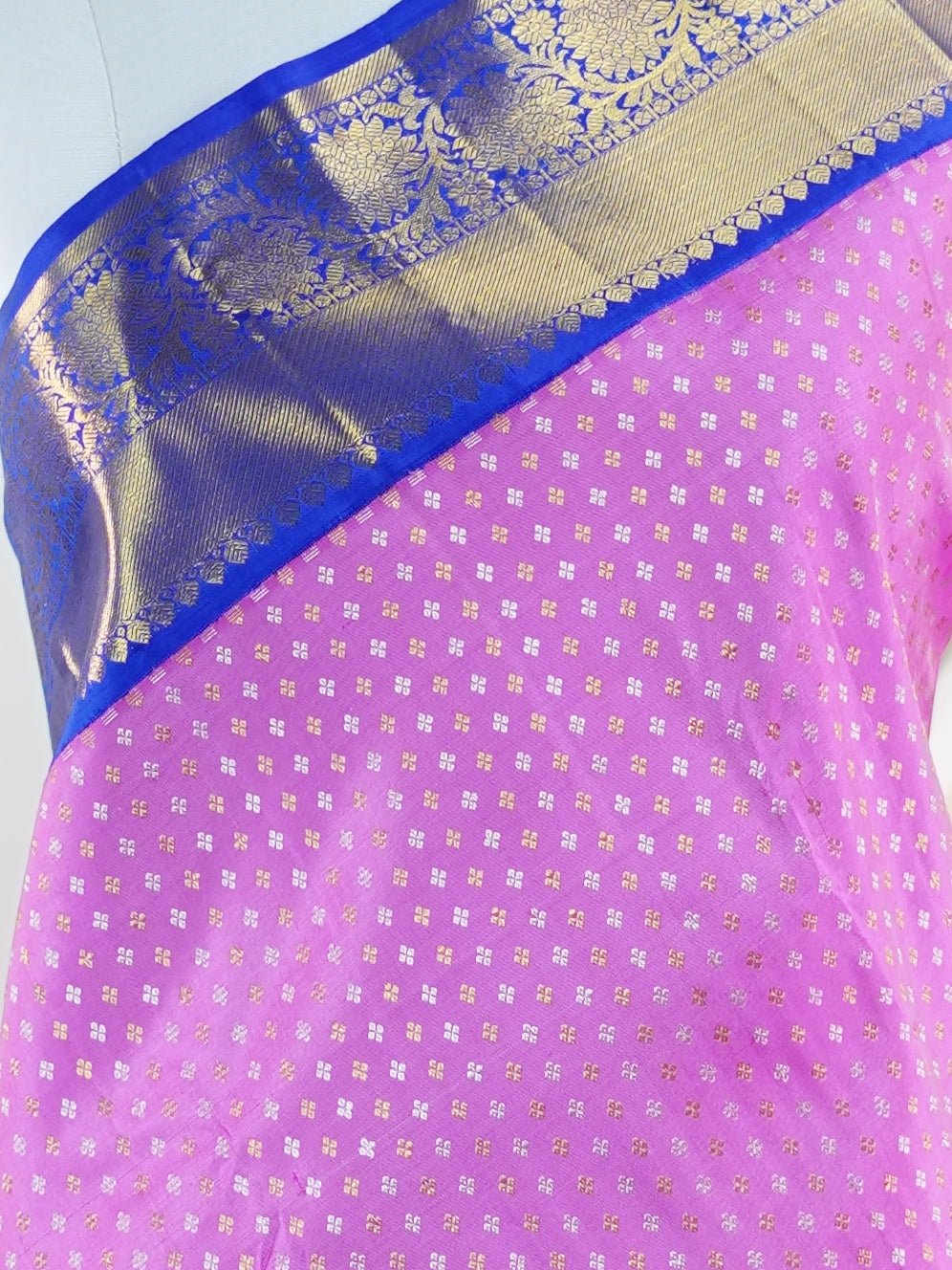 Kanchipuram Silk Pink 100% Pure Silk - Manoranjitham Weaves - Handloom Store
