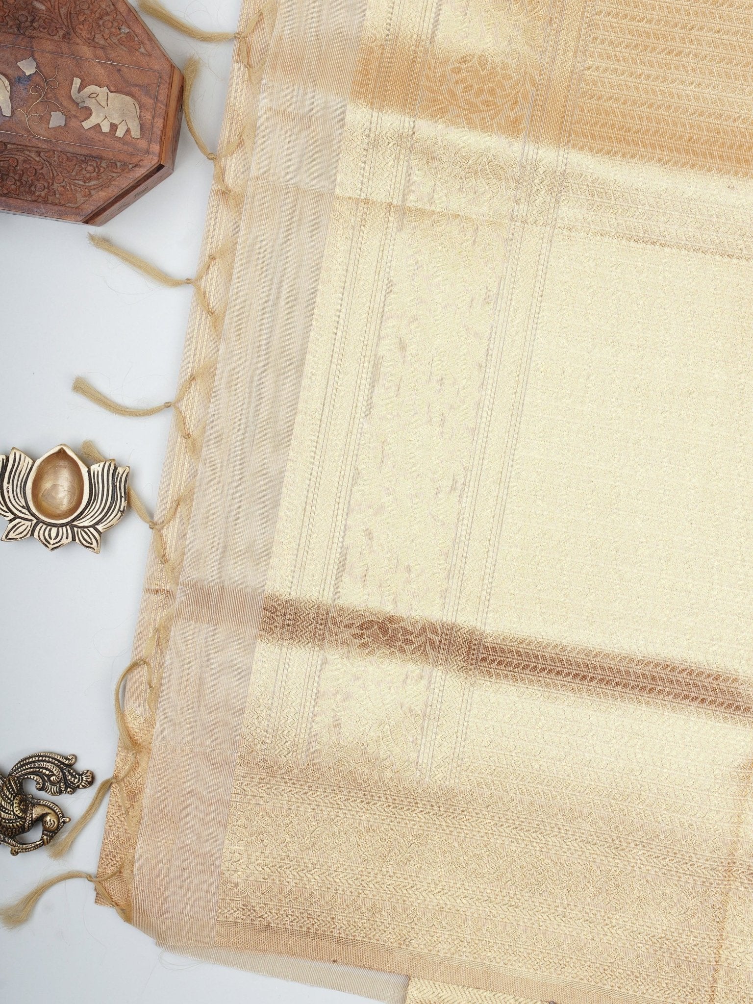 tissue Gold Kora Semi Tissue - Manoranjitham Weaves - Handloom Store