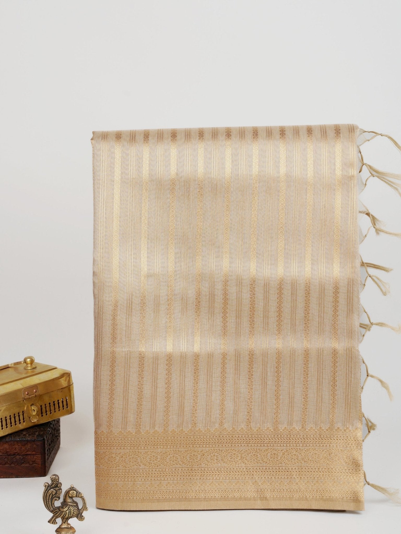 tissue Gold Kora Semi Tissue - Manoranjitham Weaves - Handloom Store