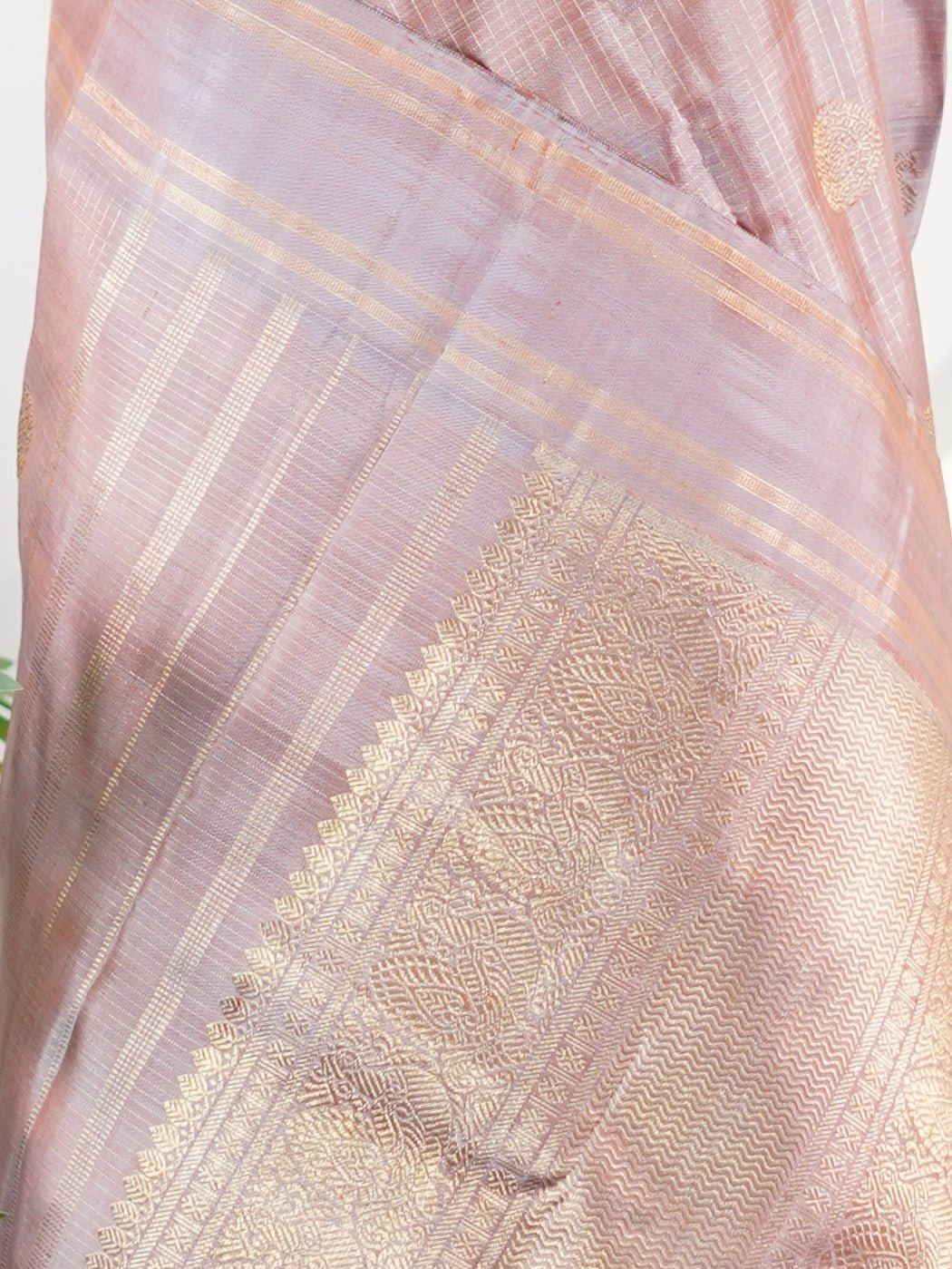 Kanchipuram Silk Light Brown 100% Pure Silk - Manoranjitham Weaves - Handloom Store