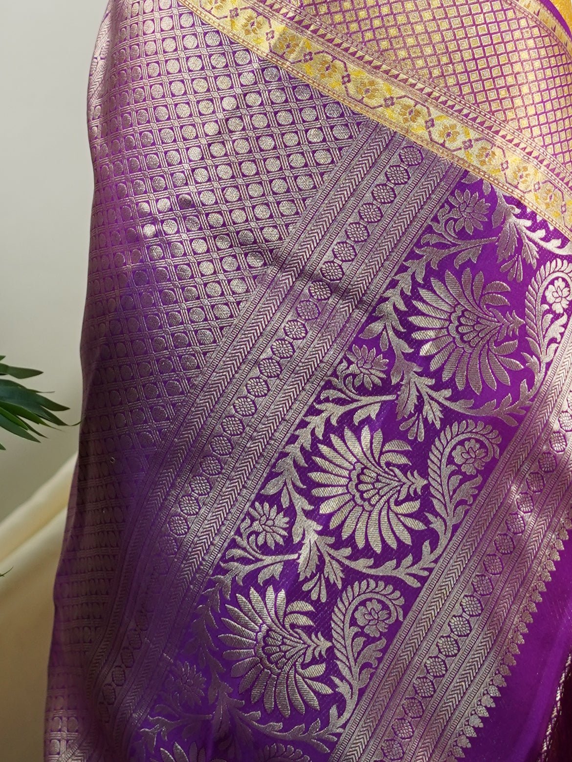 Kanchipuram Silk Yellow 100% Pure Silk - Manoranjitham Weaves - Handloom Store