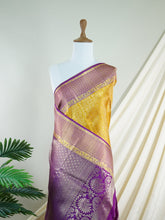 Kanchipuram Silk Yellow 100% Pure Silk - Manoranjitham Weaves - Handloom Store