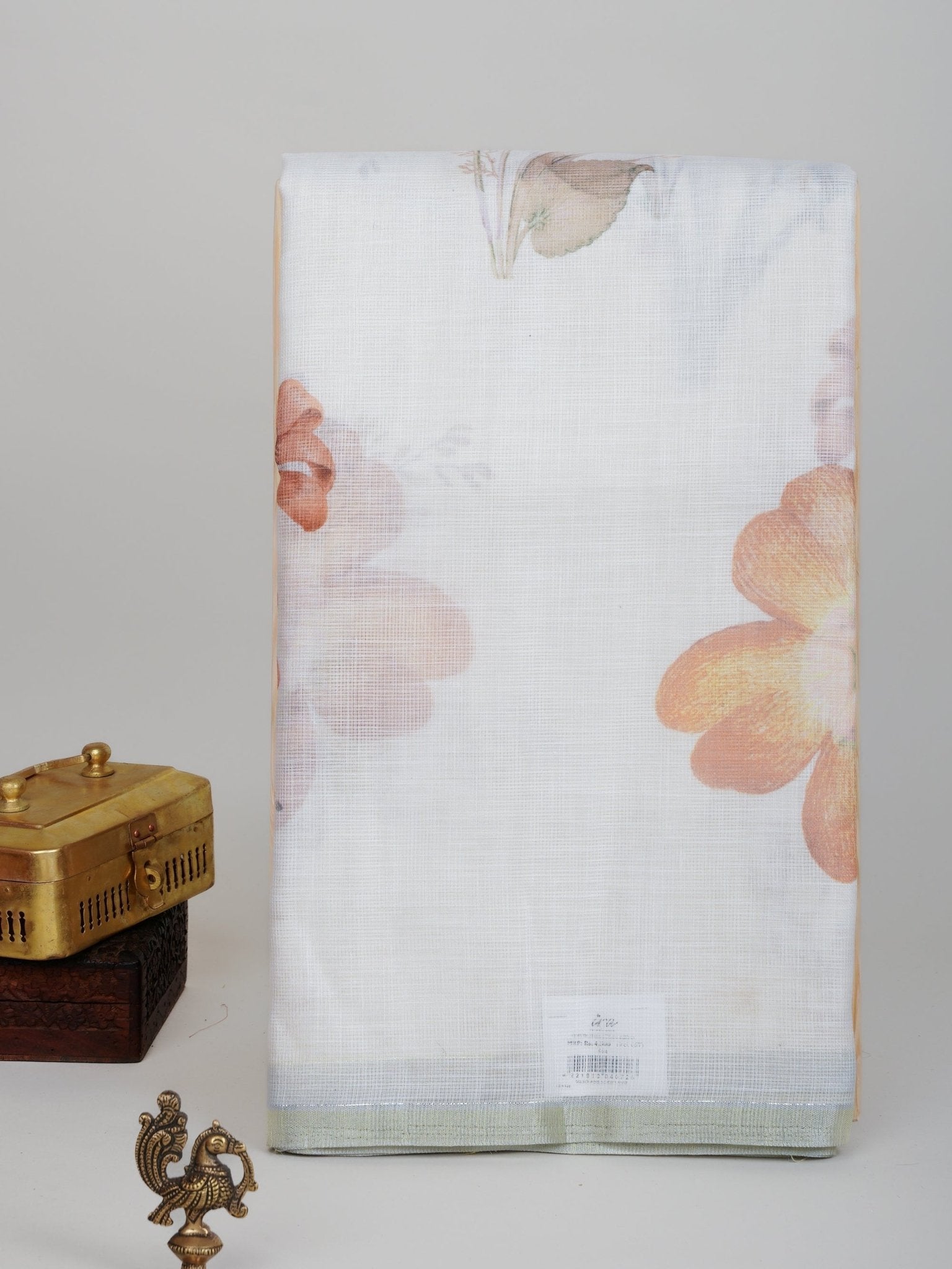 Linen White Silk Kota - Manoranjitham Weaves - Handloom Store