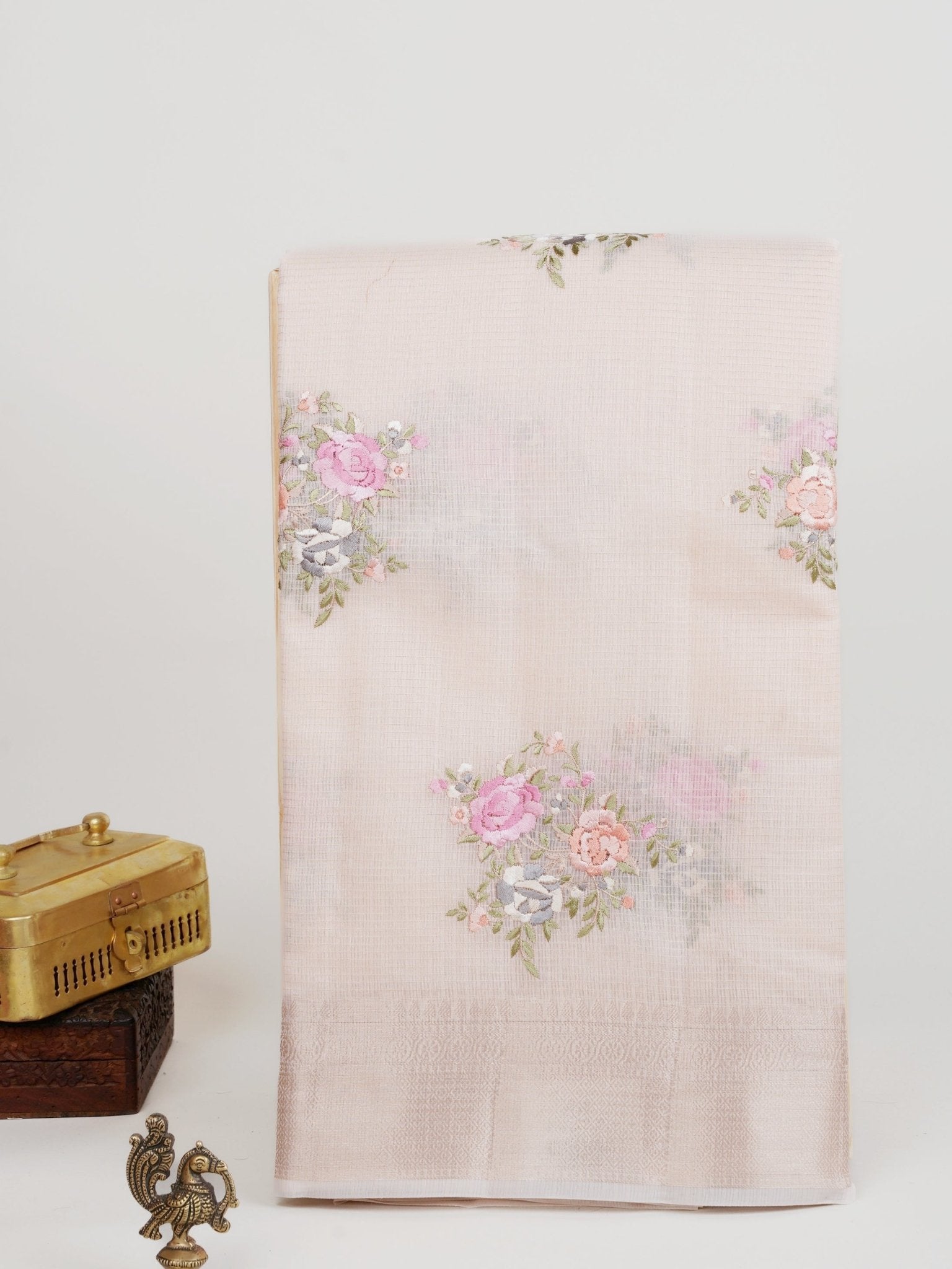 Kora Light Orange Kora - Manoranjitham Weaves - Handloom Store