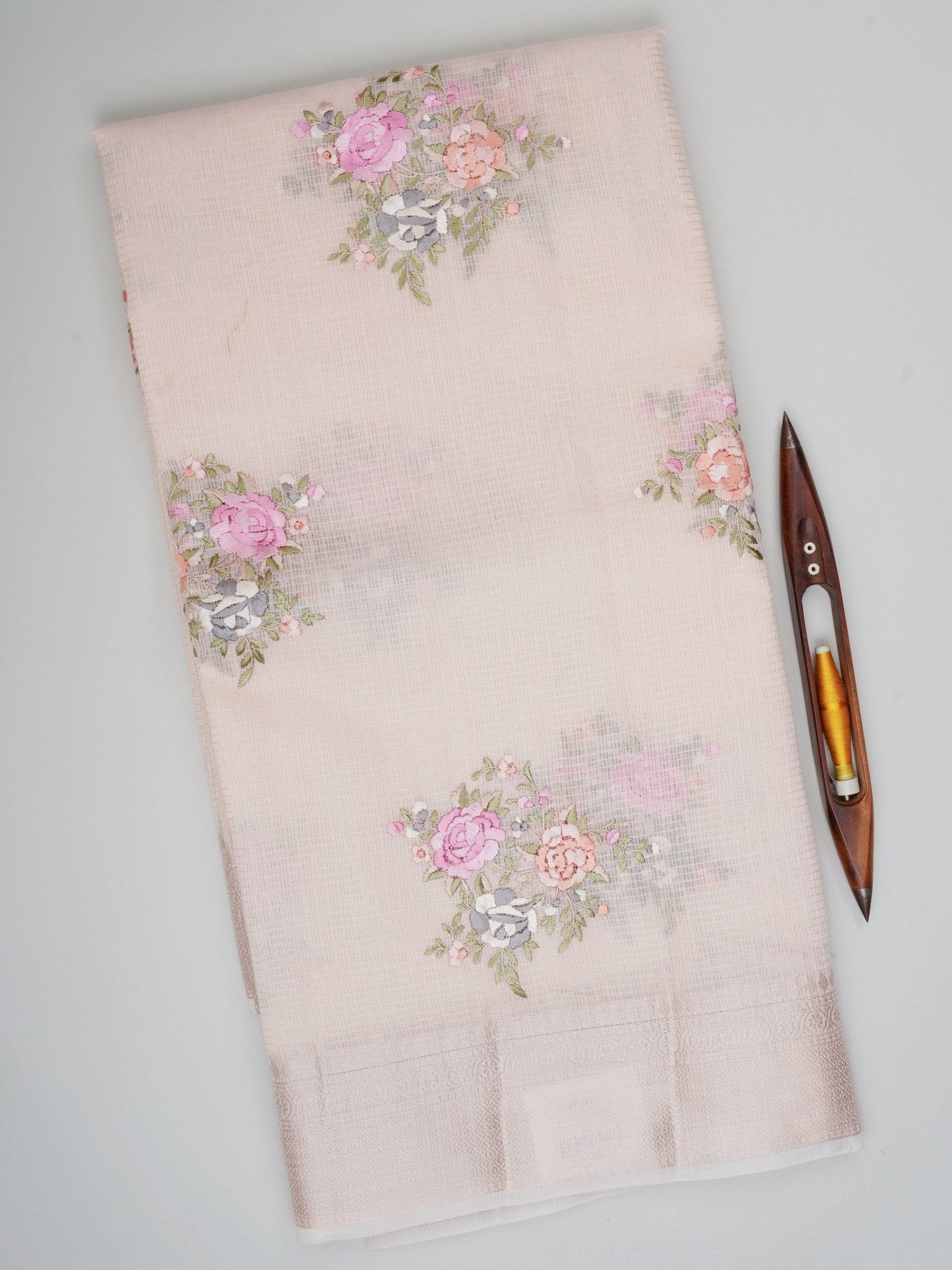 Kora Light Orange Kora - Manoranjitham Weaves - Handloom Store