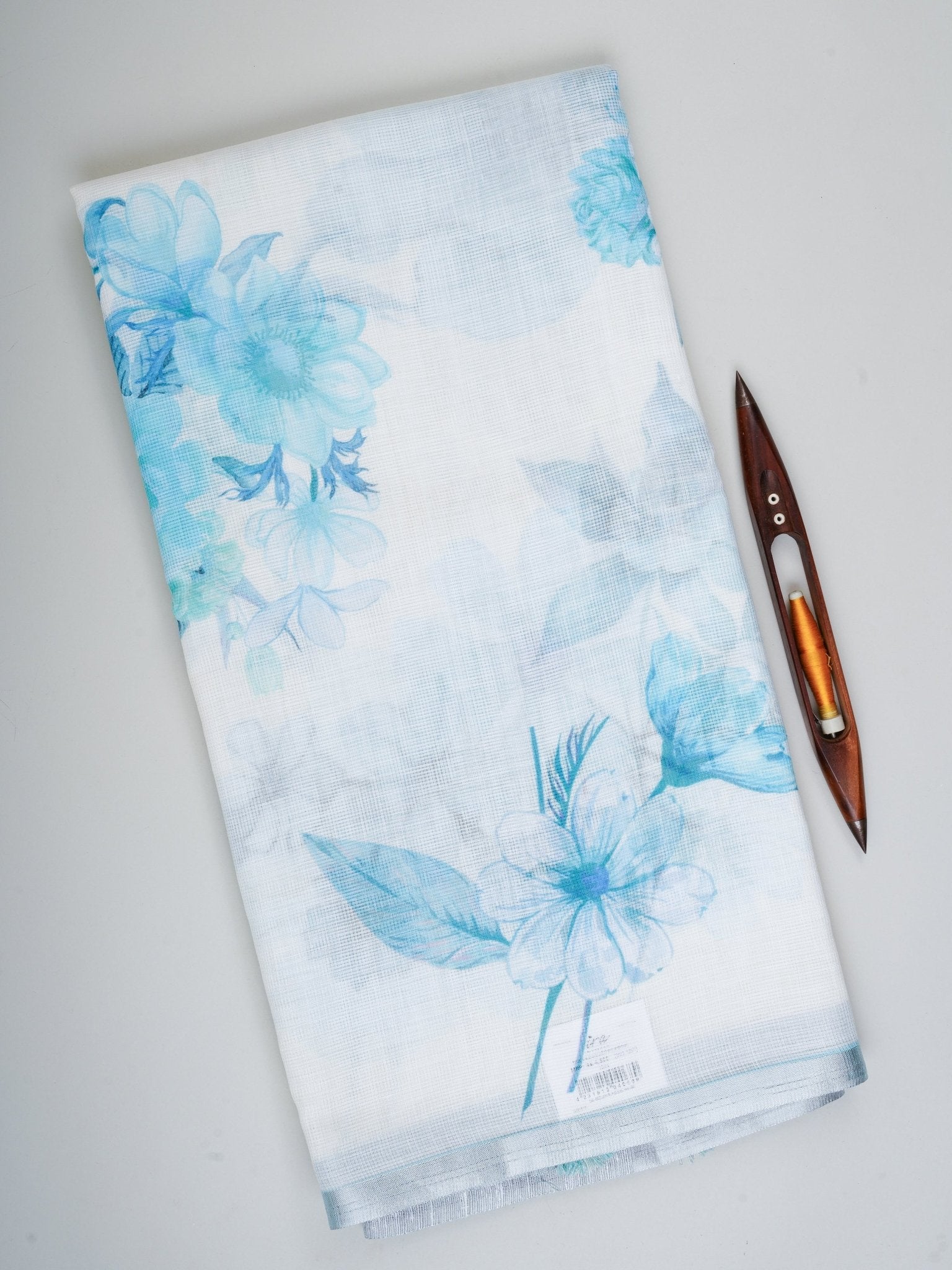 Linen White Silk Kota - Manoranjitham Weaves - Handloom Store