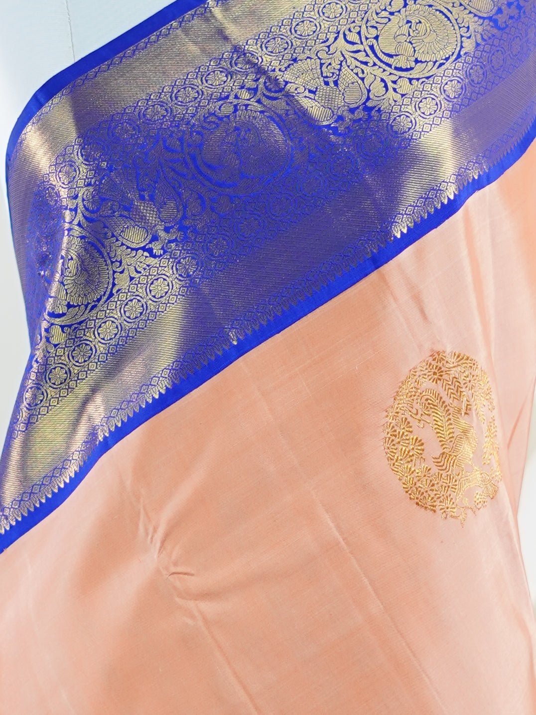 Kanchipuram Silk Orange 100% Pure Silk - Manoranjitham Weaves - Handloom Store