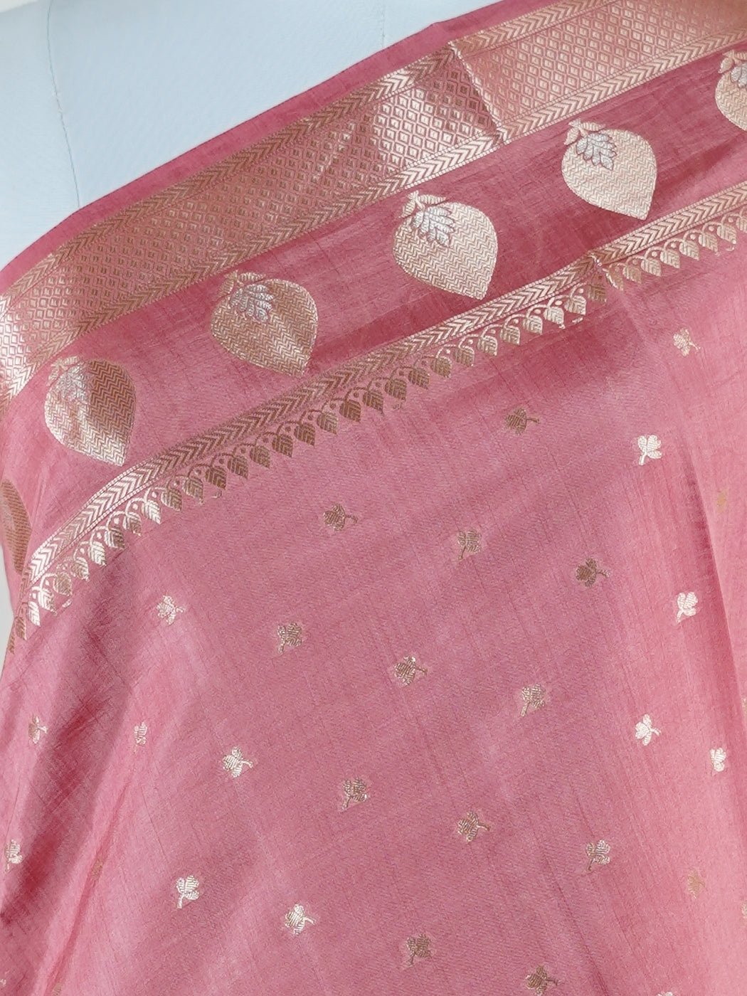 Chiniya Silk Peach 100% Pure Katan Soft Silk - Manoranjitham Weaves - Handloom Store