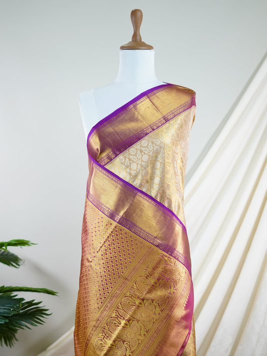 Kanchipuram Silk Gold 100% Pure Silk - Manoranjitham Weaves - Handloom Store