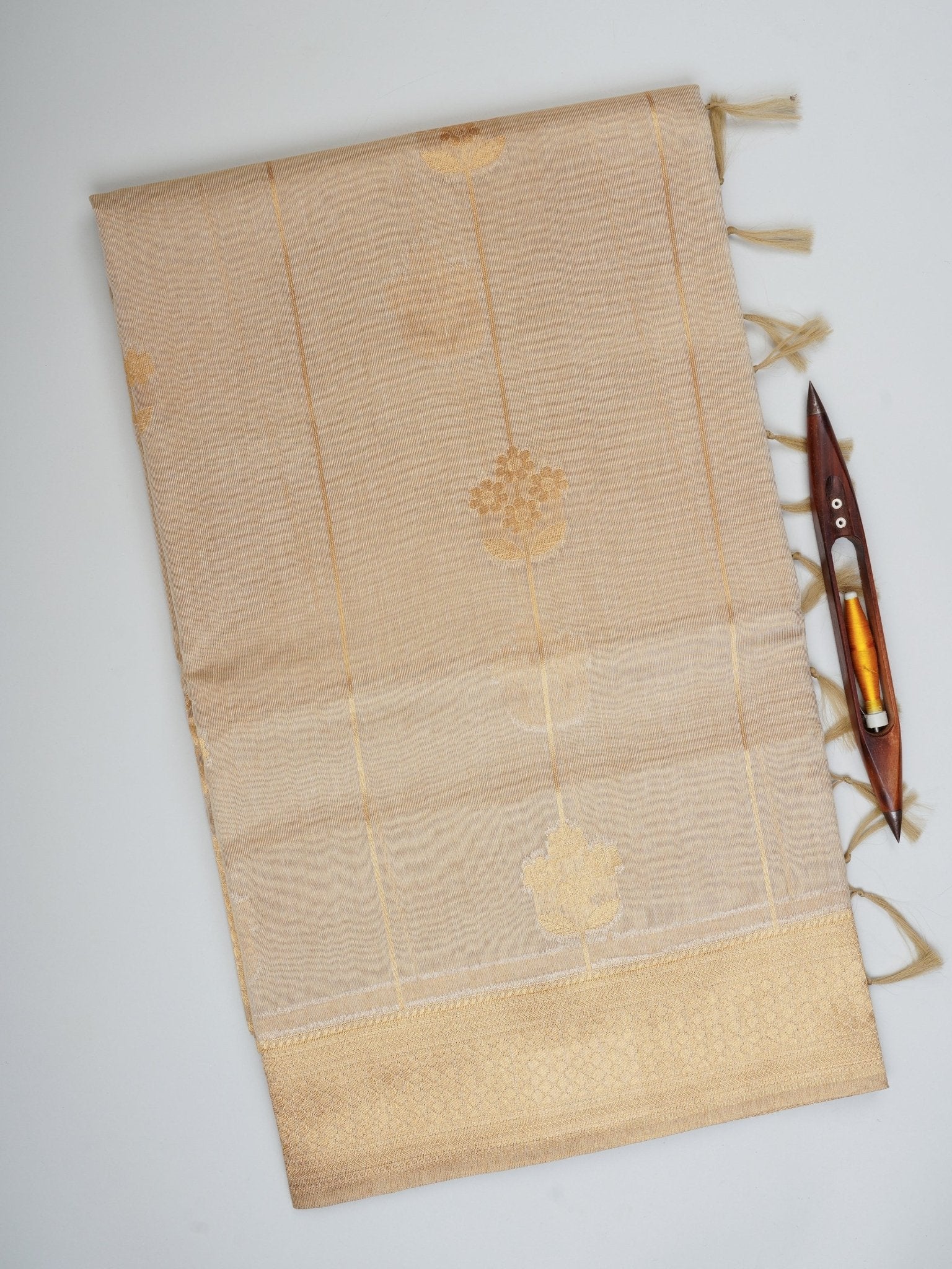 tissue Gold Kora Semi Tissue - Manoranjitham Weaves - Handloom Store