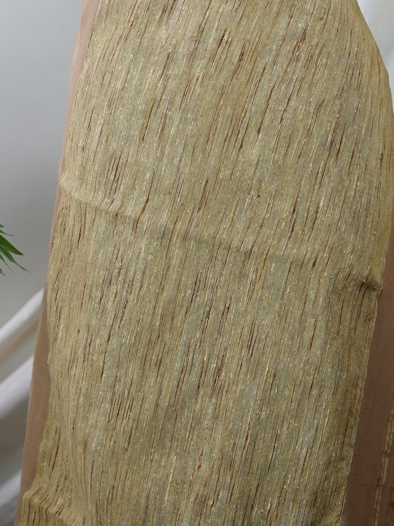 Handspun Cotton Tan Cream Handpsun Cotton - Manoranjitham Weaves - Handloom Store