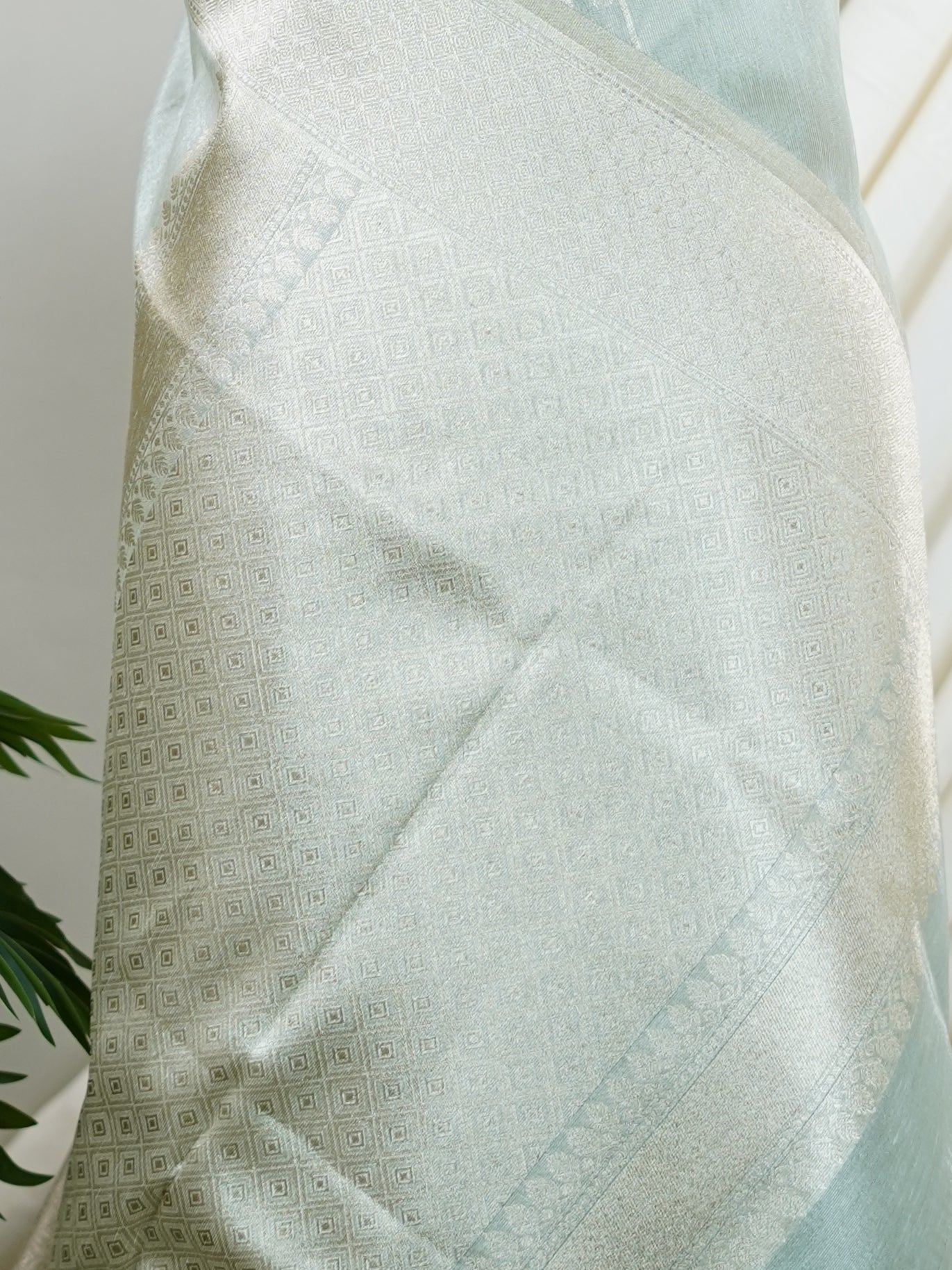 tissue Teal Green Semi Tissue - Manoranjitham Weaves - Handloom Store