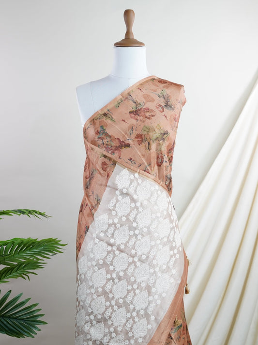 Katan Cream Semi Silk - Manoranjitham Weaves - Handloom Store