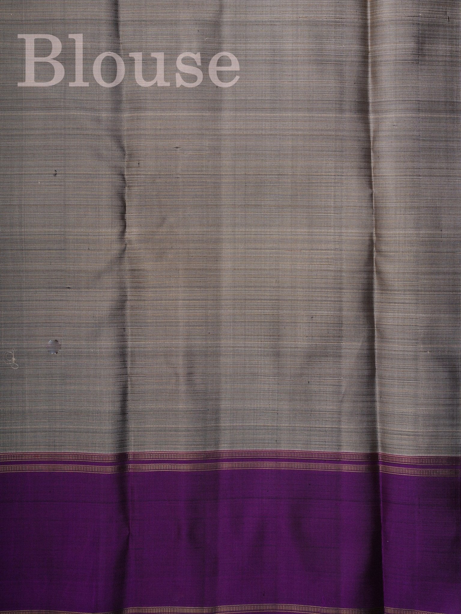 Kanchipuram Silk Grey 100% Pure Silk - Manoranjitham Weaves - Handloom Store