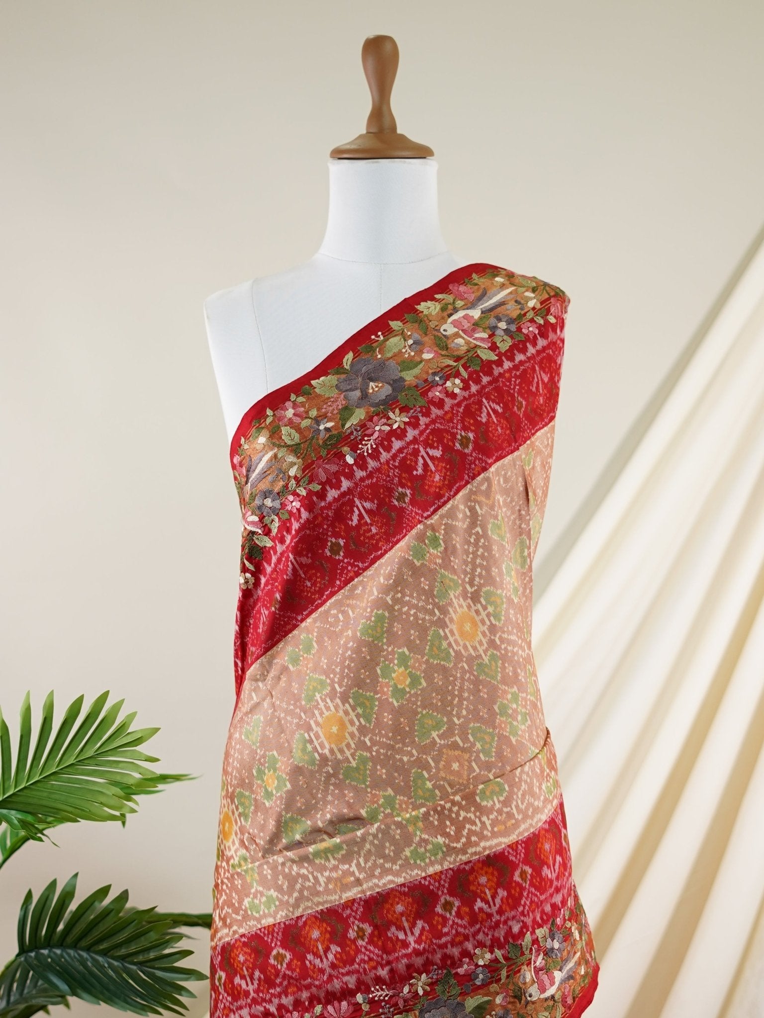 Pochampally Dark Beige 100% Pure Silk - Manoranjitham Weaves - Handloom Store