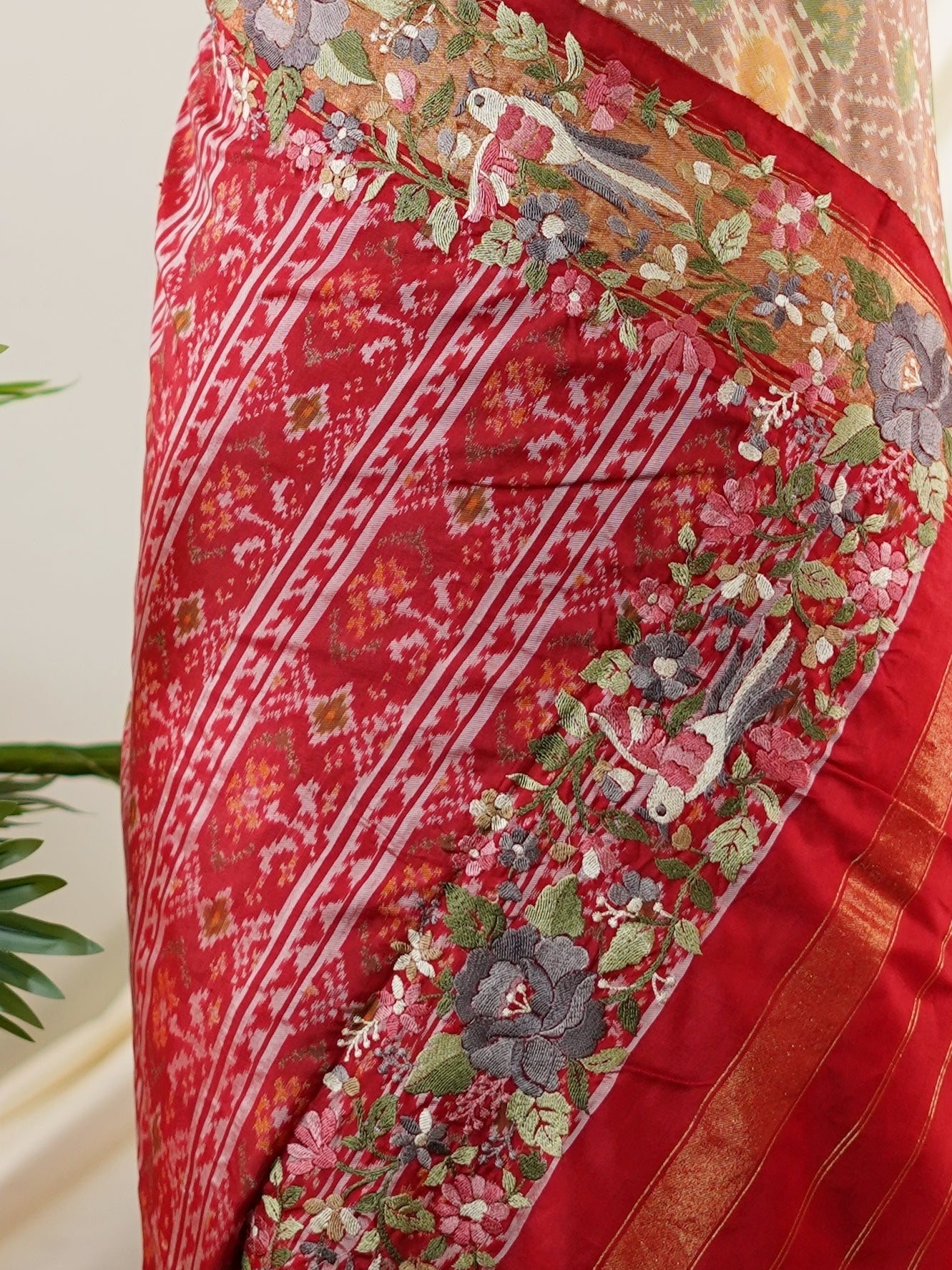 Pochampally Dark Beige 100% Pure Silk - Manoranjitham Weaves - Handloom Store