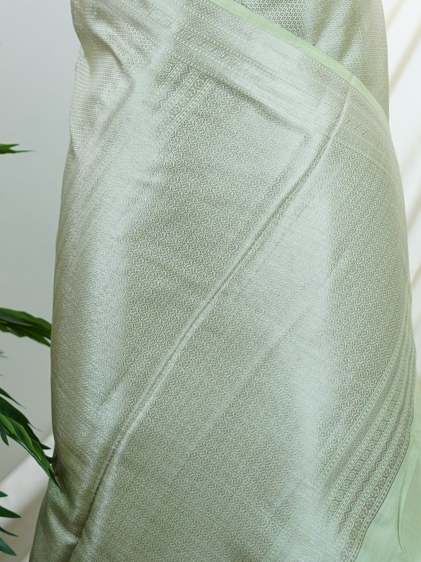 Chiniya Silk Teal Green 100% Pure Katan Soft Silk - Manoranjitham Weaves - Handloom Store