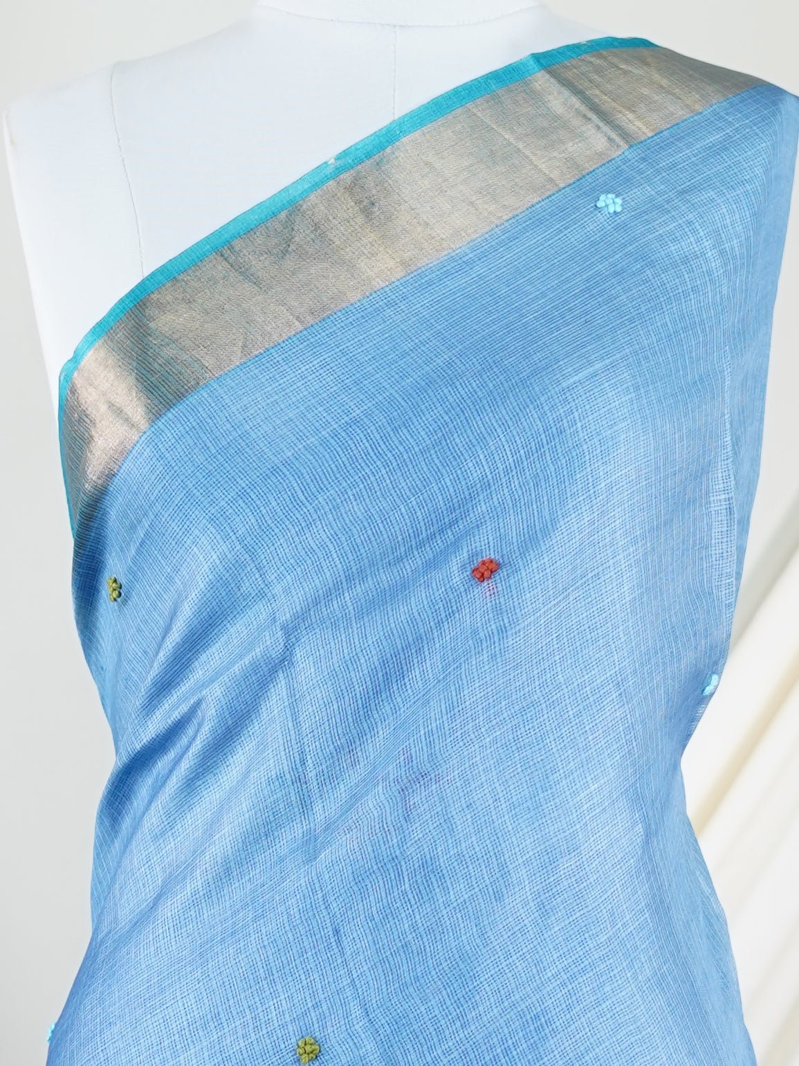 Tussars Navy Blue Kota - Manoranjitham Weaves - Handloom Store