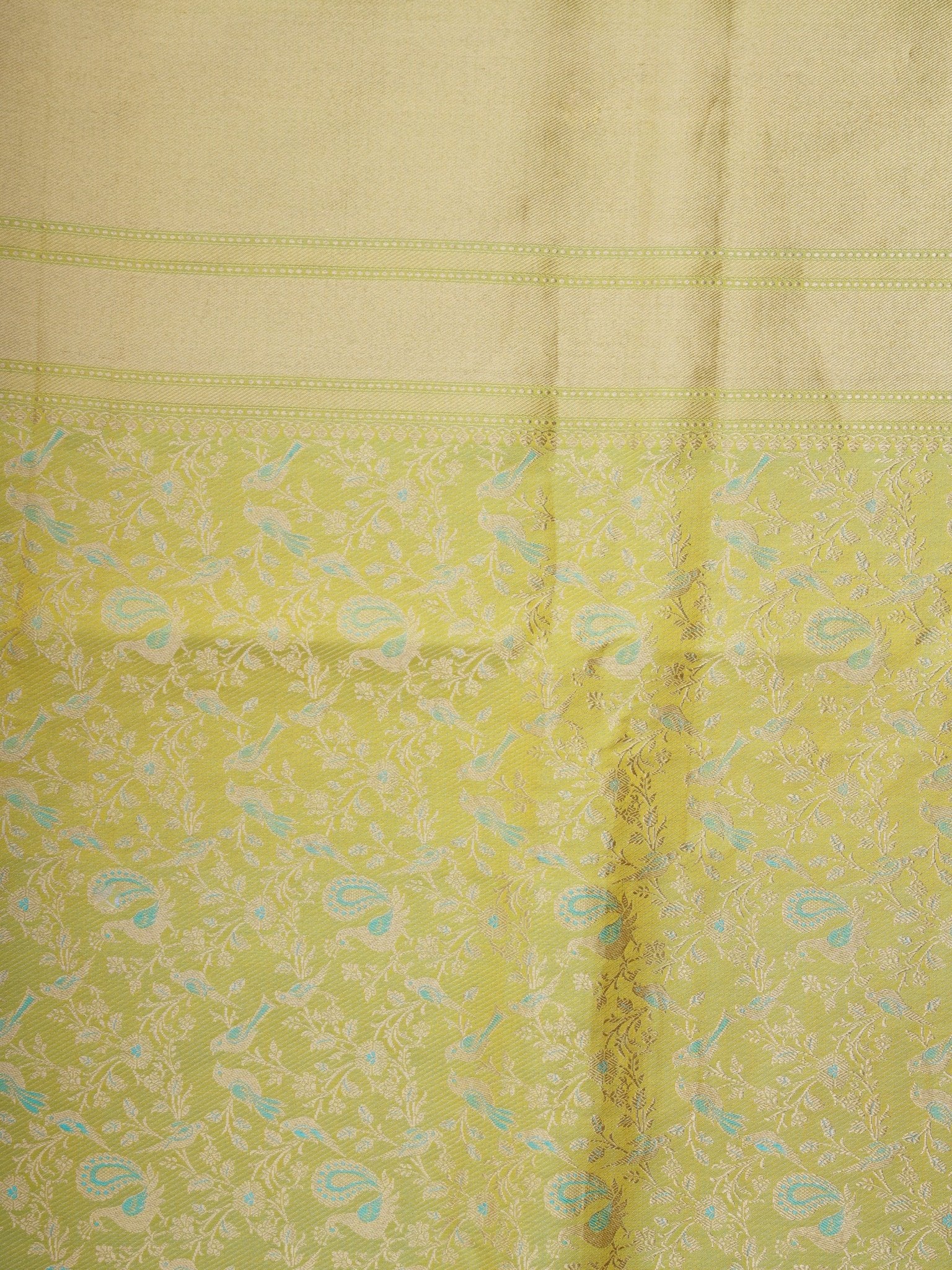 Katan Yellow 100% Pure Katan Silk - Manoranjitham Weaves - Handloom Store
