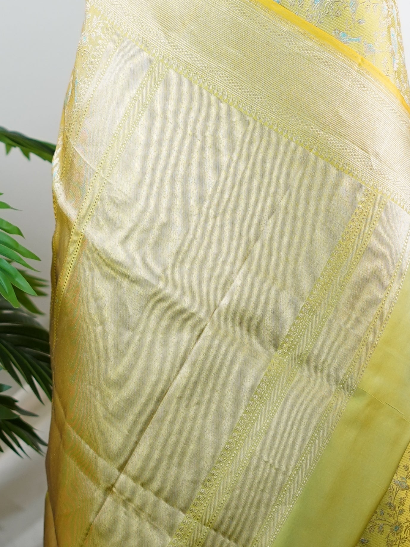 Katan Yellow 100% Pure Katan Silk - Manoranjitham Weaves - Handloom Store
