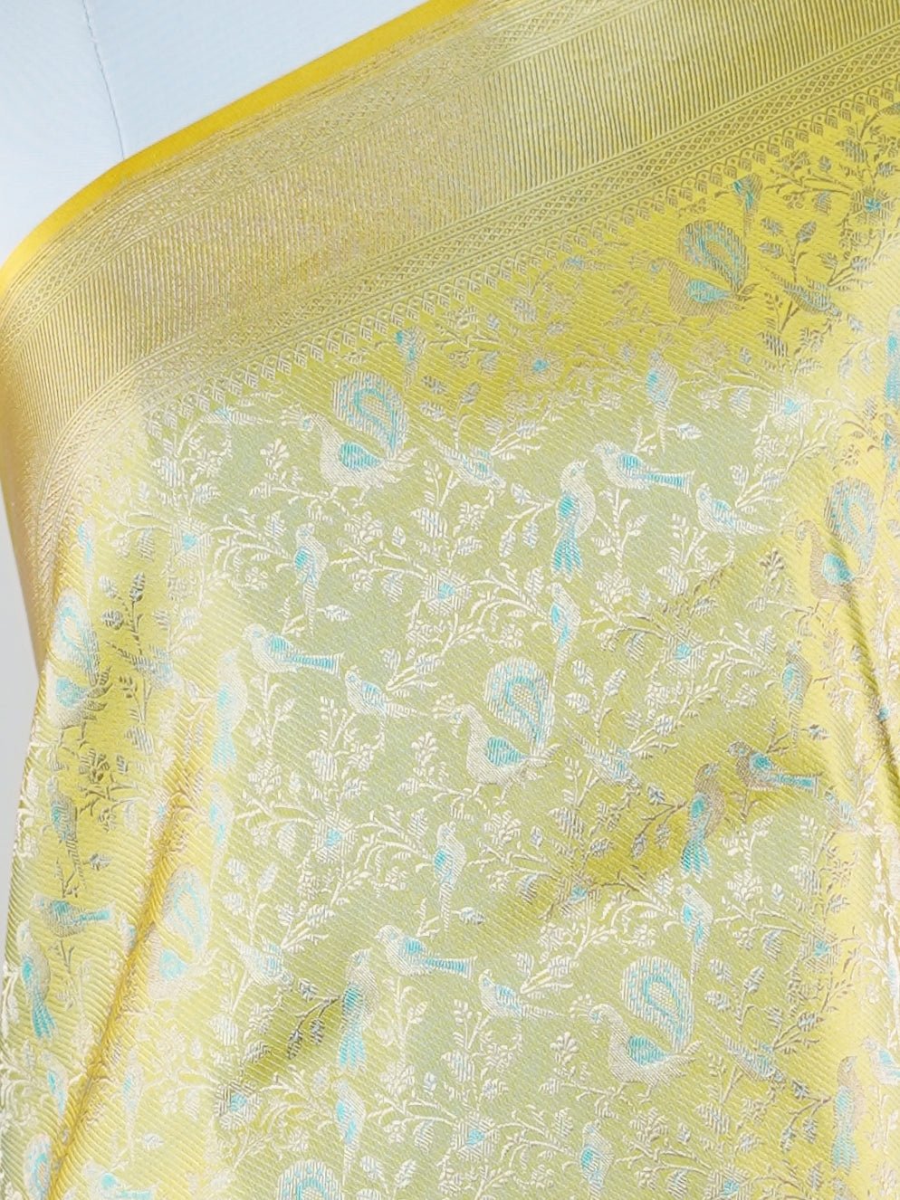 Katan Yellow 100% Pure Katan Silk - Manoranjitham Weaves - Handloom Store