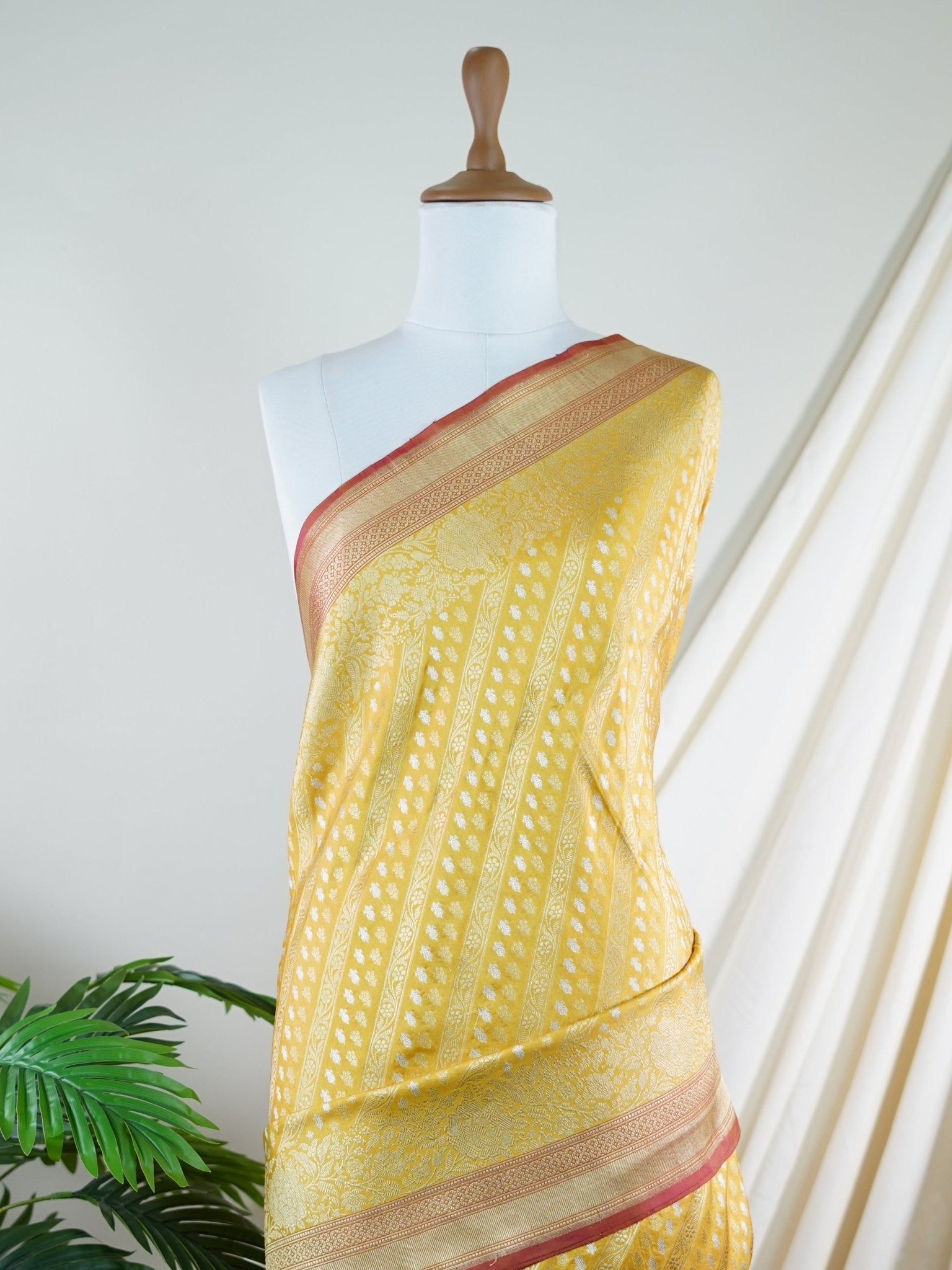 Katan Yellow 100% Pure Katan Silk - Manoranjitham Weaves - Handloom Store